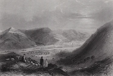 Berg Gerizim und das Tal von Nablus, vom Berg Ebal (Gravur)
