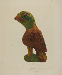 Pa. Deutscher geschnitzter Vogel, um 1939