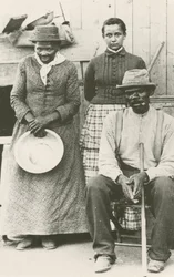 Postkarte von Harriet Tubman, Nelson Davis und Tochter Gertie, ca. 1887, gedruckt 1992