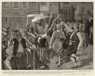 Armenien nach den Massakern, die Prozession des Bräutigams bei einer muslimischen Hochzeit in Adana