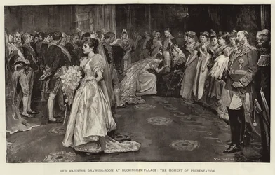 Der Zeichensaal Ihrer Majestät im Buckingham Palace, der Moment der Präsentation