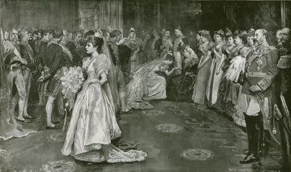 Der Empfangssalon Ihrer Majestät im Buckingham Palace, der Moment der Vorstellung