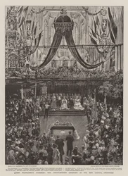 Königin Wilhelminas Thronbesteigung, die Krönungszeremonie in der Neuen Kirche, Amsterdam