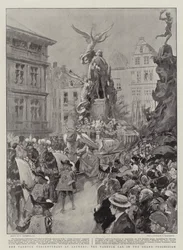 Das Vandyck-Tercentenary in Antwerpen, der Vandyck-Wagen in der großen Prozession
