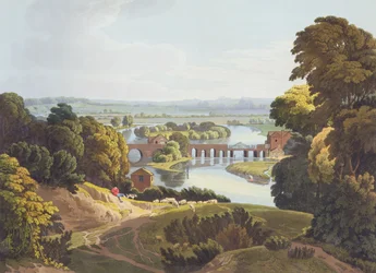 Caversham Bridge, bei Reading, graviert von Robert Havell der Jüngere, veröffentlicht 1818