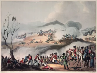 Schlacht von Orthes, 27. Februar 1814, graviert von Daniel Havell