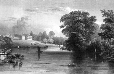 Braxted Lodge, bei Witham, Essex, graviert von Henry Wallis, 1832