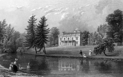 Moor Hall bei Harlow, Essex, gestochen von John Rogers, 1833