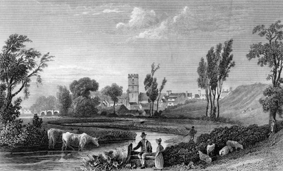Römische Station in Chipping Hill, Witham, Essex, graviert von William Tombleson, 1832