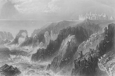 Ansicht von Slaines Castle, in der Nähe von Peterhead