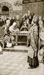 Jocelyn, Bischof von Glasgow, in Northampton, 1176, Illustration aus 