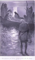 Sir Bedivere setzte König Arthur sanft in das Boot