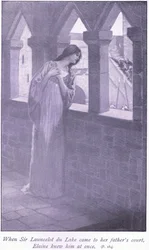 Als Sir Launcelot du Lake an den Hof ihres Vaters kam, erkannte Elaine ihn sofort