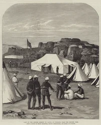 Lager der britischen Mission in Kabul, bei Jumrood, nahe dem Khyber-Pass