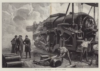 Abfeuern der 111-Tonnen-Kanone in Woolwich