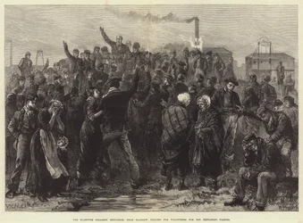 Die Explosion der Blantyre-Kohlenmine, nahe Glasgow, Aufruf für Freiwillige für die Erkundungstrupps