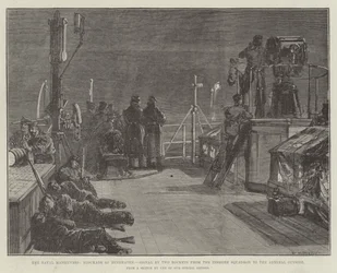 Die Marine-Manöver, Blockade von Berehaven, Signal durch zwei Raketen vom Küstengeschwader zum Admiral draußen