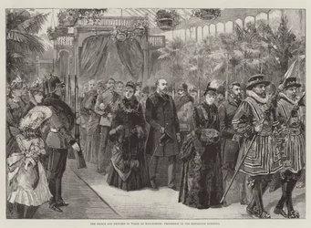 Der Prinz und die Prinzessin von Wales in Manchester, Prozession im Ausstellungsgebäude