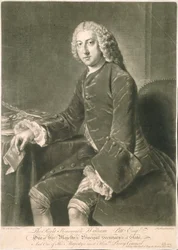 William Pitt, Hauptstaatssekretär, graviert von Richard Houston (1721-75)