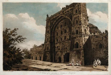 Ansicht eines Musjid, d.h. Grab in Jionpoor