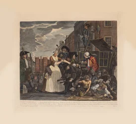 Der Lebensweg eines Wüstlings, Platte 4: Verhaftet wegen Schulden, ca. 1735