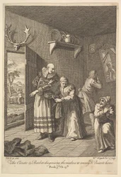 Der Pfarrer und der Barbier verkleiden sich, um Don Quixote nach Hause zu bringen
