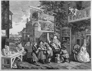 Die Wahl II: Stimmenfang, graviert von Charles Grignion (1717-1810), 1757