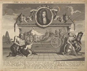 Das Frontispiz und seine Erklärung, Platte 1: Illustrationen zu Samuel Butlers Hudibras (1725-30)