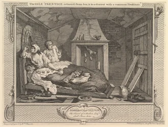 Der faule Lehrling kehrt vom Meer zurück und in einer Dachkammer mit einer gewöhnlichen Prostituierten, 30. September 1747