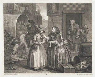 Das unschuldige Mädchen wird zur Hure, entworfen 1732, gedruckt 1744