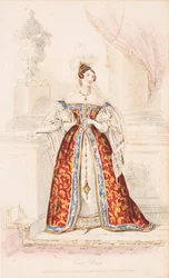 Eine Dame im Hofkleid mittelalterlicher Inspiration