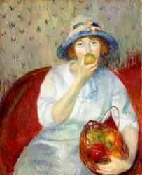 Mädchen mit grünem Apfel