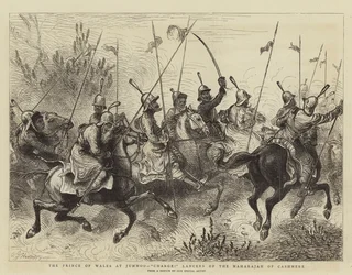 Der Prinz von Wales in Jummoo, Angriff! Lanzenreiter des Maharadschas von Kaschmir