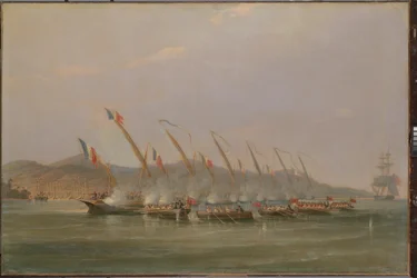 Kapitän Robert Maunsell erobert französische Kanonenboote vor Java, Juli 1811