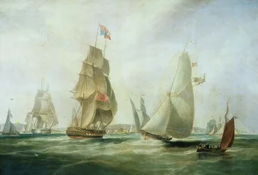 Yachten vor der Burg, Cowes, im Rennen