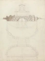 Der Wasserfall am Chiswick House, Middlesex: Aufriss und Plan