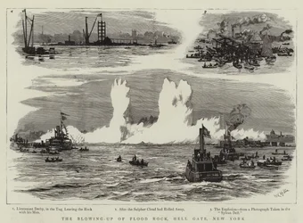 Die Sprengung von Flood Rock, Hell Gate, New York
