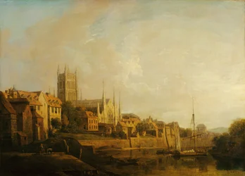 Ein Blick auf die Kathedrale von Worcester vom Fluss aus