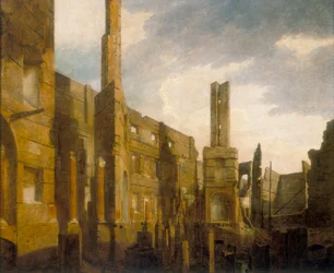 Die Ruinen des Pantheons in der Oxford Street nach dem verheerenden Brand vom 14. Januar 1792, 1792