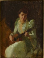 Dame beim Gitarrenspiel