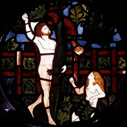 Adam und Eva pflücken Früchte (Detail)