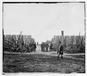 Hintereingang von Fort Corcoran auf den Arlington Heights, Virginia, Winter ca. 1862