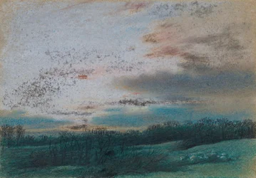 Der Mohr und verkümmerte Bäume bei Sonnenuntergang