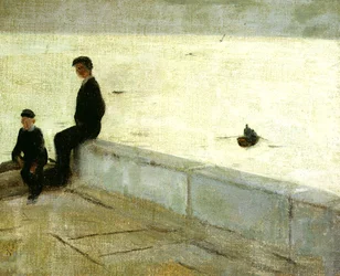 Jungen auf einem Pier