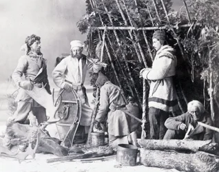 Leben des Trappers in Kanada, Foto von Nottman, ca. 1890