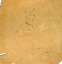 Dame im Abendkleid mit einer Figur der Venus von Milo