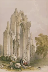 Guisborough Priory, Innenraum des Ostendes, aus The Monastic Ruins of Yorkshire, graviert von George Hawkins, 1842