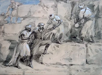 Der Kaiser von Österreich besteigt die Große Pyramide, Ägypten, 1869