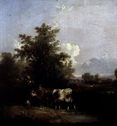 Landschaft mit Vieh