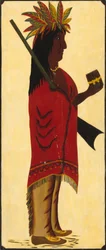 Indianer-Tabakladen-Schild [Rückseite, Indianer nach rechts blickend]